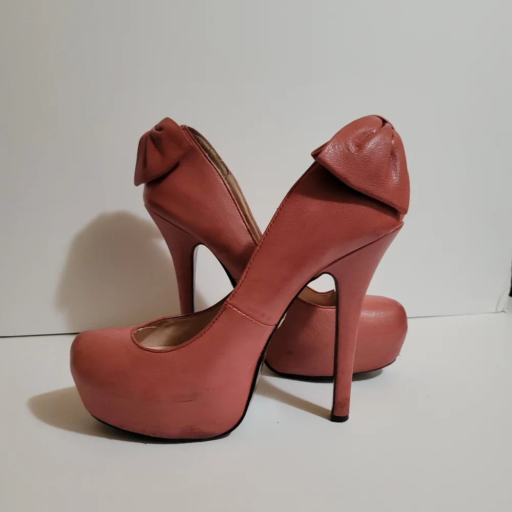 Betsey Johnson Platform Heels Nevaeh Pink Leather Shoes 6.5 Women's